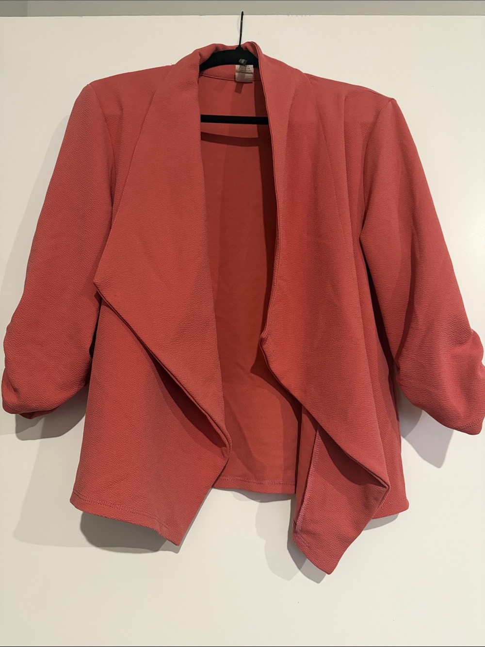 Draped Open Front Coral Jacket